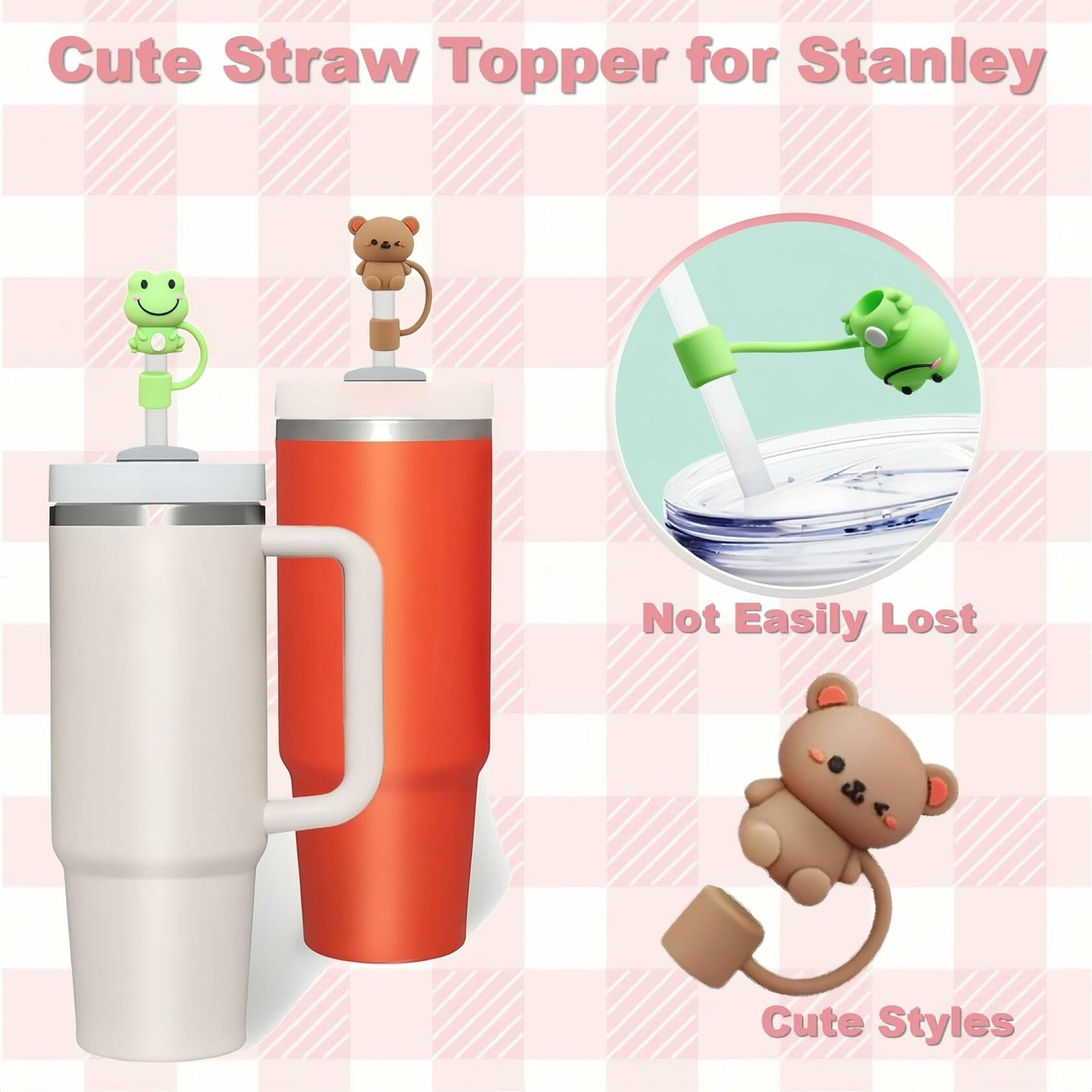 IN Chenthy 8 Pcs Silicone Animal Straw Topper for Stanley 30&40 Oz Tumbler