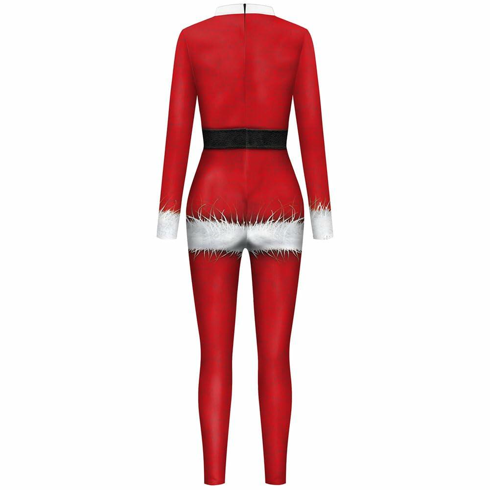 PENEXIU Santa Clown Cosplay Costume Jumpsuit Mask Size XL