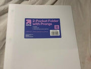 up&up 2 Pocket Plastic Folder with Prongs White Polypropylene