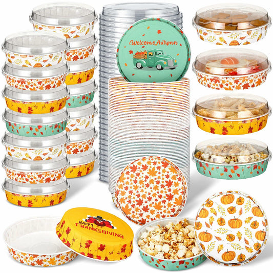 FillTouch 80 Set Thanksgiving Loaf Pan Disposable 6.3x2.17 Autumn Maple Lid