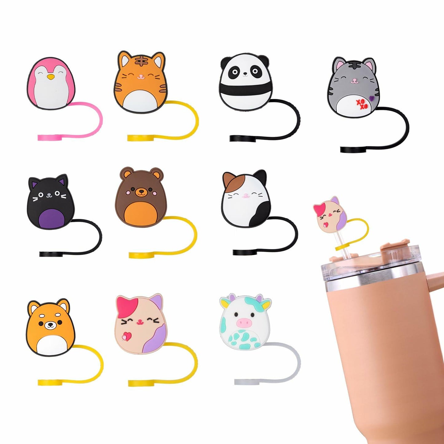 JSMIECO 10Pcs 9-10mm Waterproof Straw Covers for Stanley 30/40oz Cups