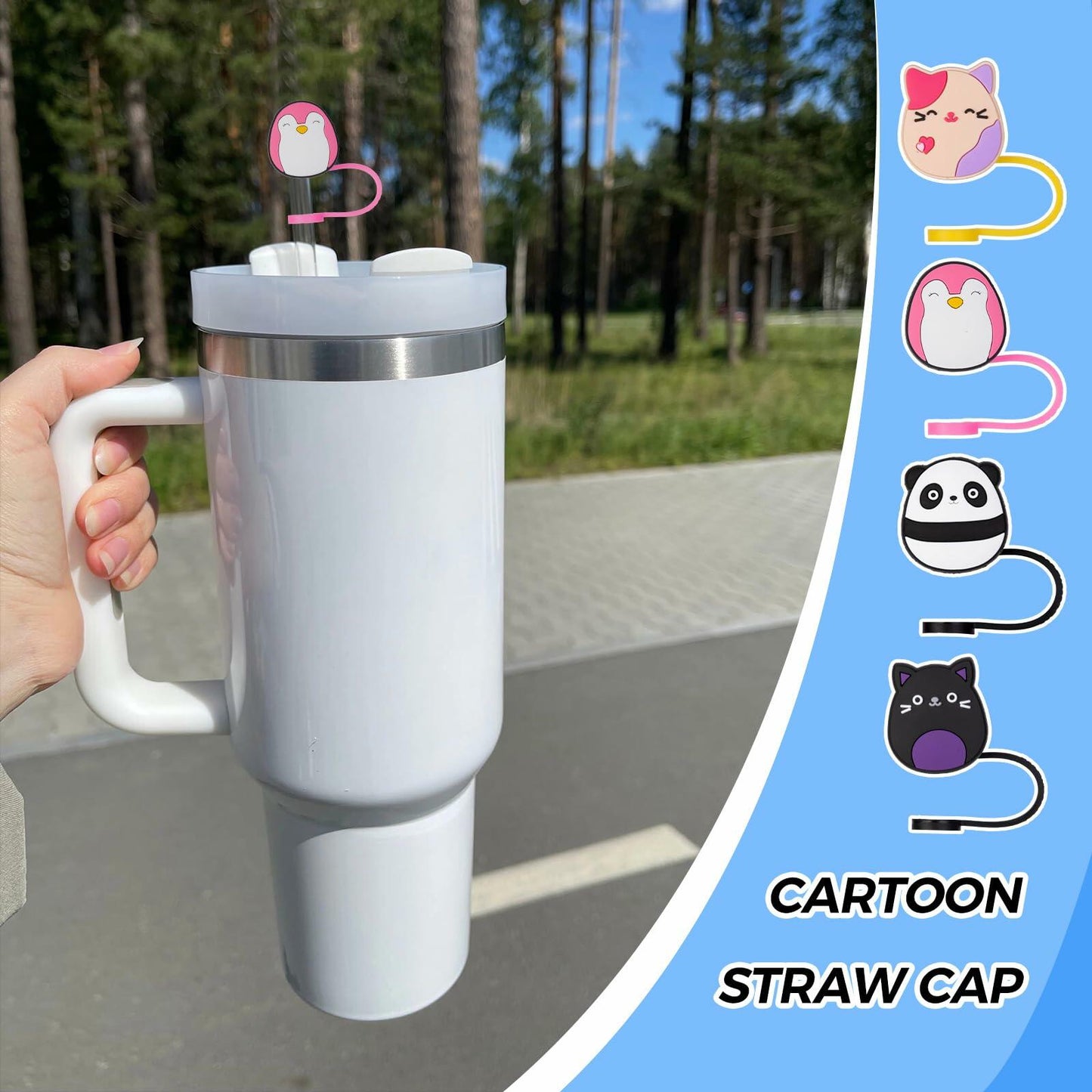 JSMIECO 10Pcs 9-10mm Waterproof Straw Covers for Stanley 30/40oz Cups