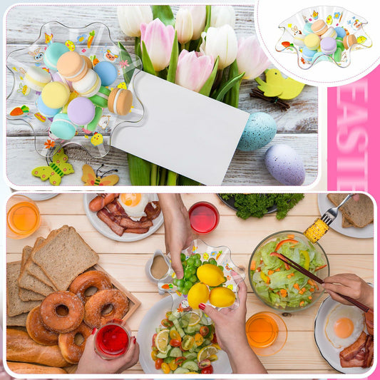 [Like_new] Tioncy 4 Pcs Easter Bowls Egg Serving Plastic Candy Dish 8.3in Set