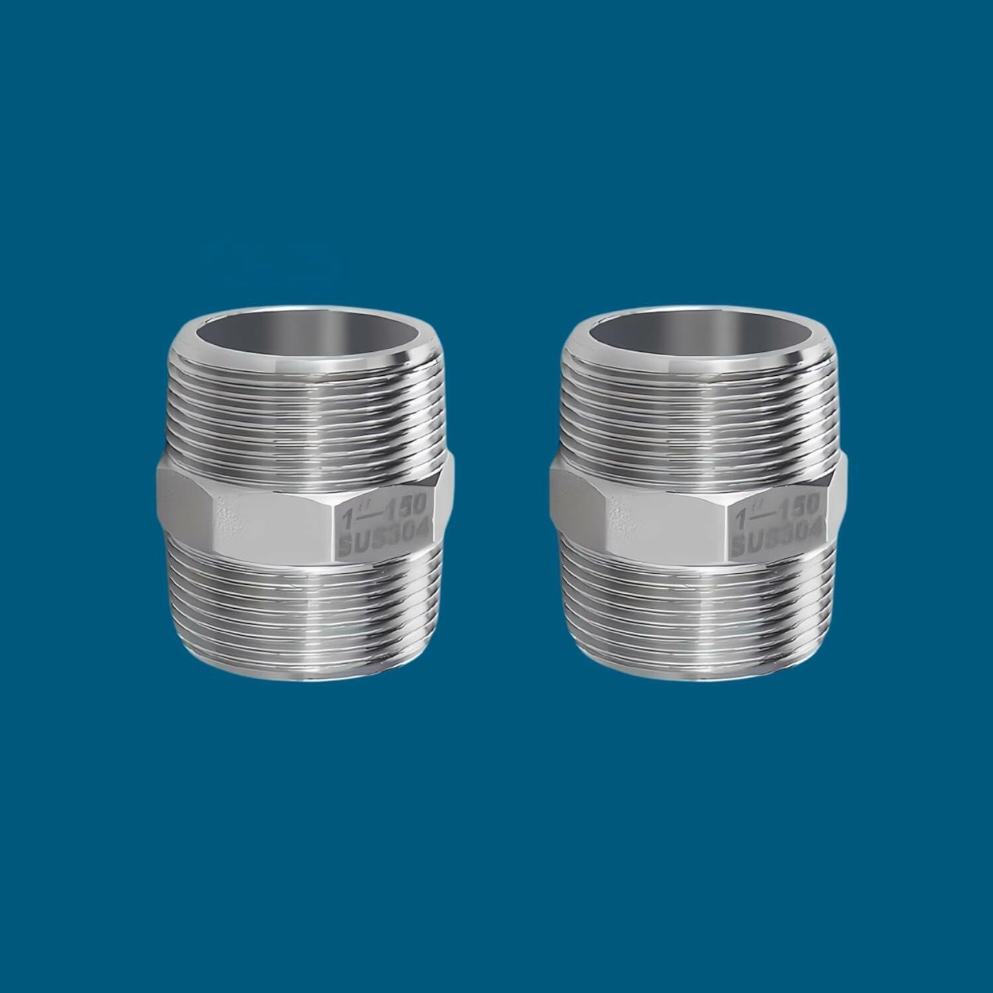 [Like New] 2 Pack 1" 304 Stainless Steel Nipple NPT Male Threaded Pipe Connector Fitting