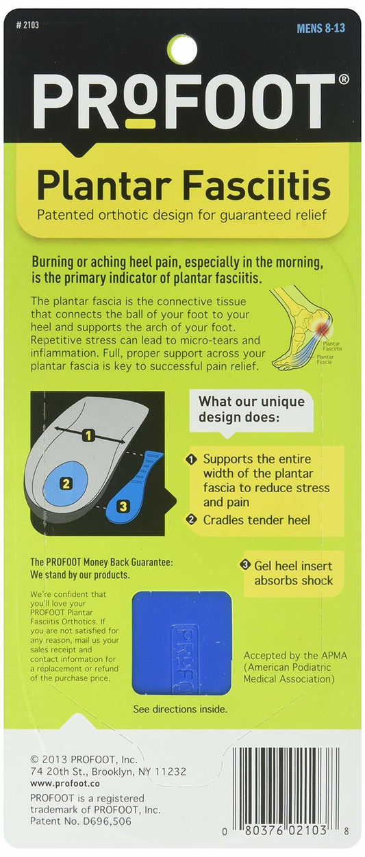 [Like New] Profoot Plantar Fasciitis Mens 2 Pack 1 Pair Orthotic Insoles