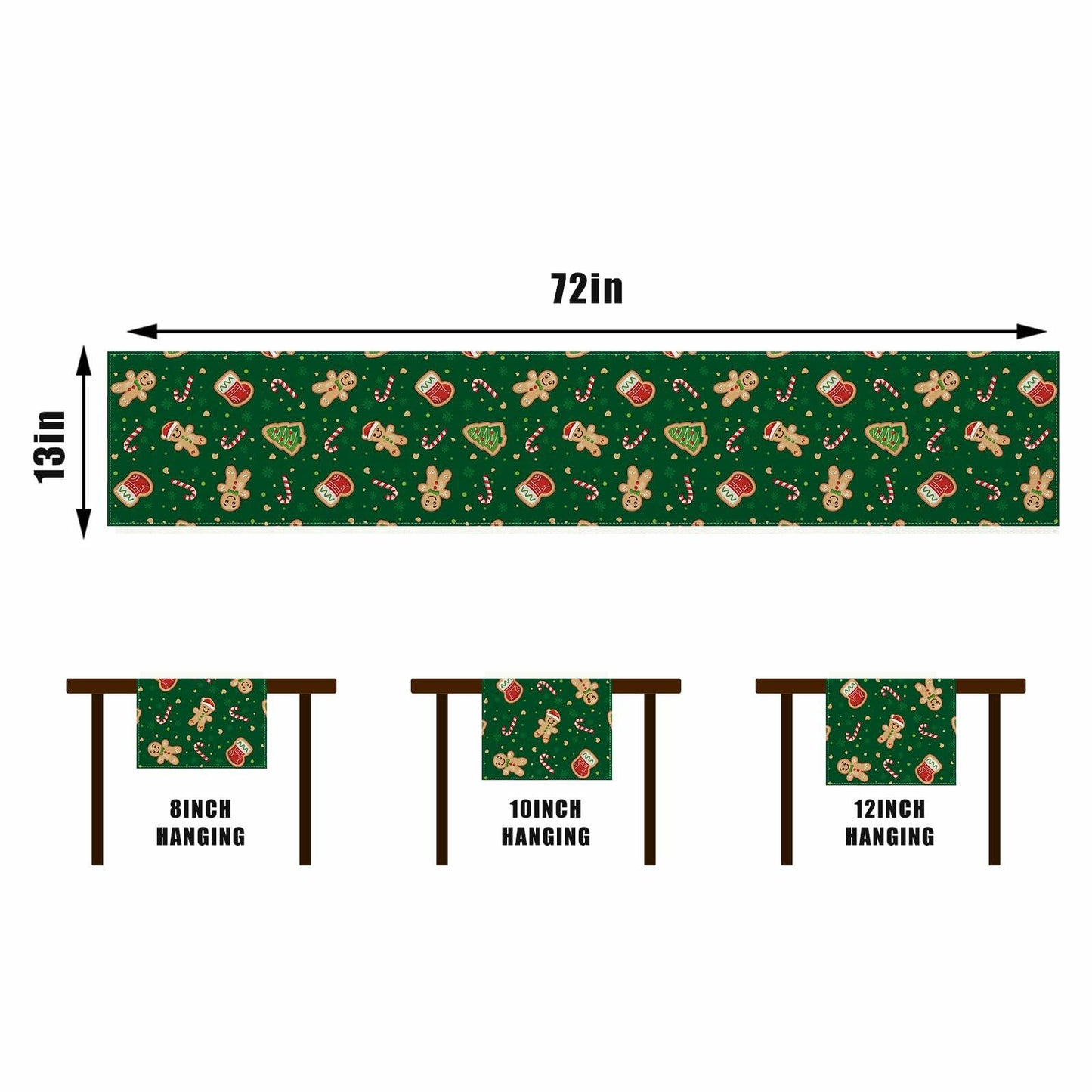 Rvsticty Linen Christmas Table Runner Winter Xmas Decorations 13x72"
