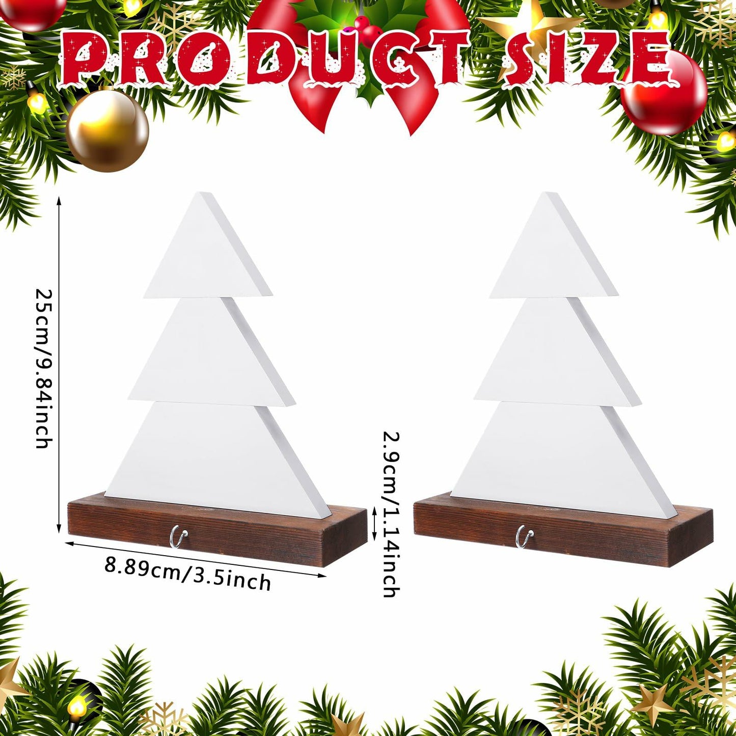 [Like_new] Beeveer Christmas Tree Stocking Holder White Wooden Mantle Hanger 9.8 Inch 2 Pc