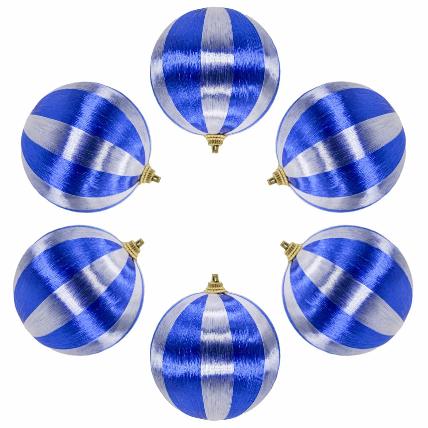 12 Pcs Christmas Thread Wrapped Balls Ornaments 2.4 Inch Holiday Decor
