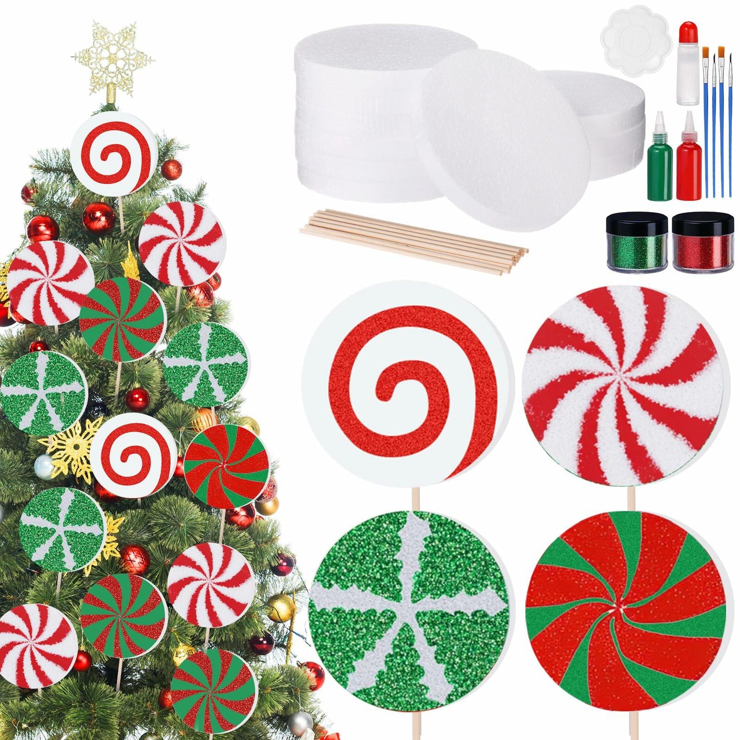 MiniInflat 37 Pc Foam Circles Set 4 Inch Craft Discs for DIY Xmas Decor