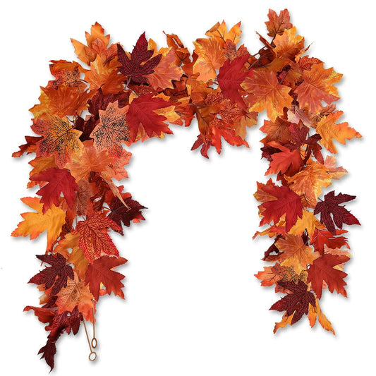 [Like New] RECUTMS 2Pcs Artificial Autumn Maple Leaves Garland 2.5FT Fall Decor