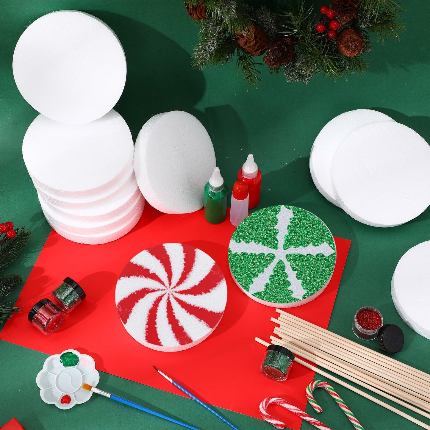 MiniInflat 37 Pc Foam Circles Set 4 Inch Craft Discs for DIY Xmas Decor