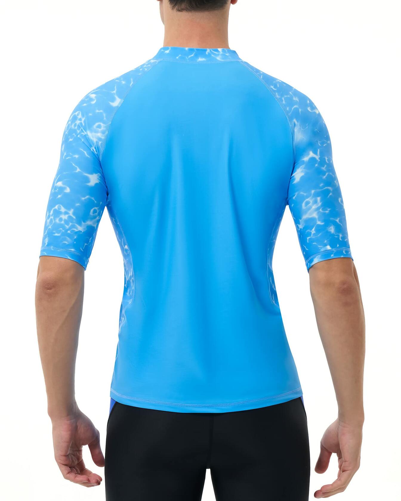 SEAOYOZO Mens UV Protection Swim Shirt Half Sleeve Quick Dry