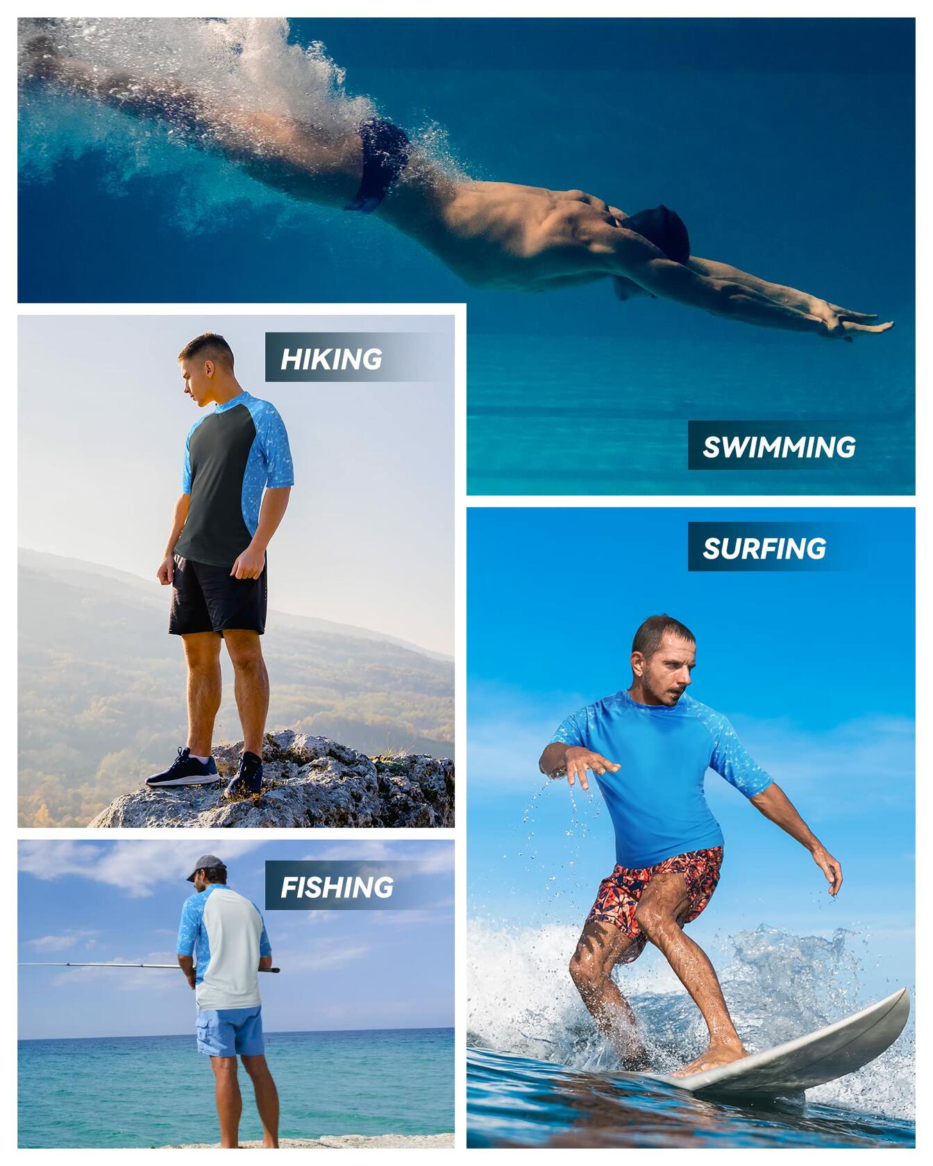 SEAOYOZO Mens UV Protection Swim Shirt Half Sleeve Quick Dry