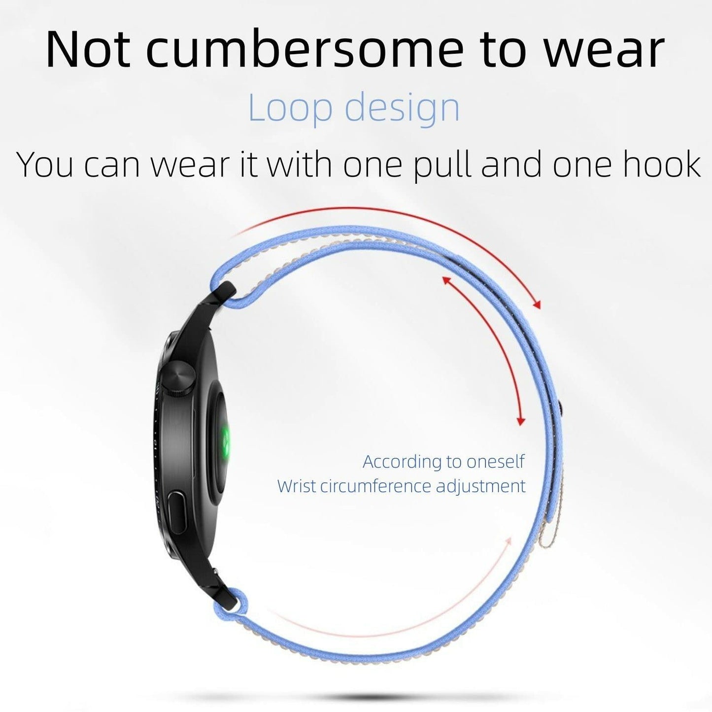 ALSMGGBPAF Quick Release Trail Loop Watch Bands 22mm Adjustable Black