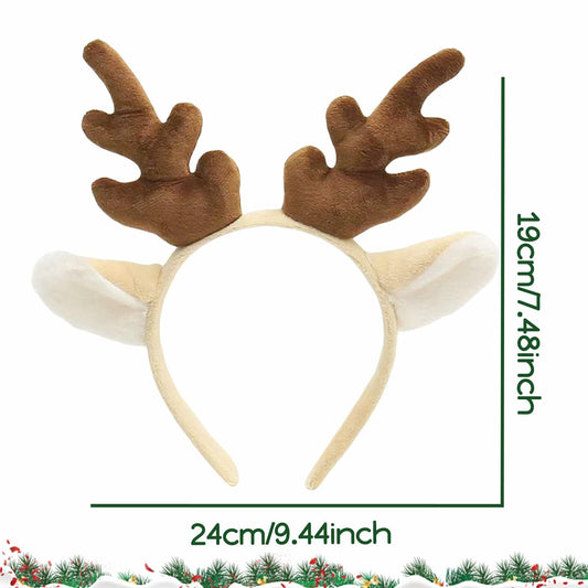 ZEYER Christmas Antlers Headband Brown Deer Ears Women 1PCS