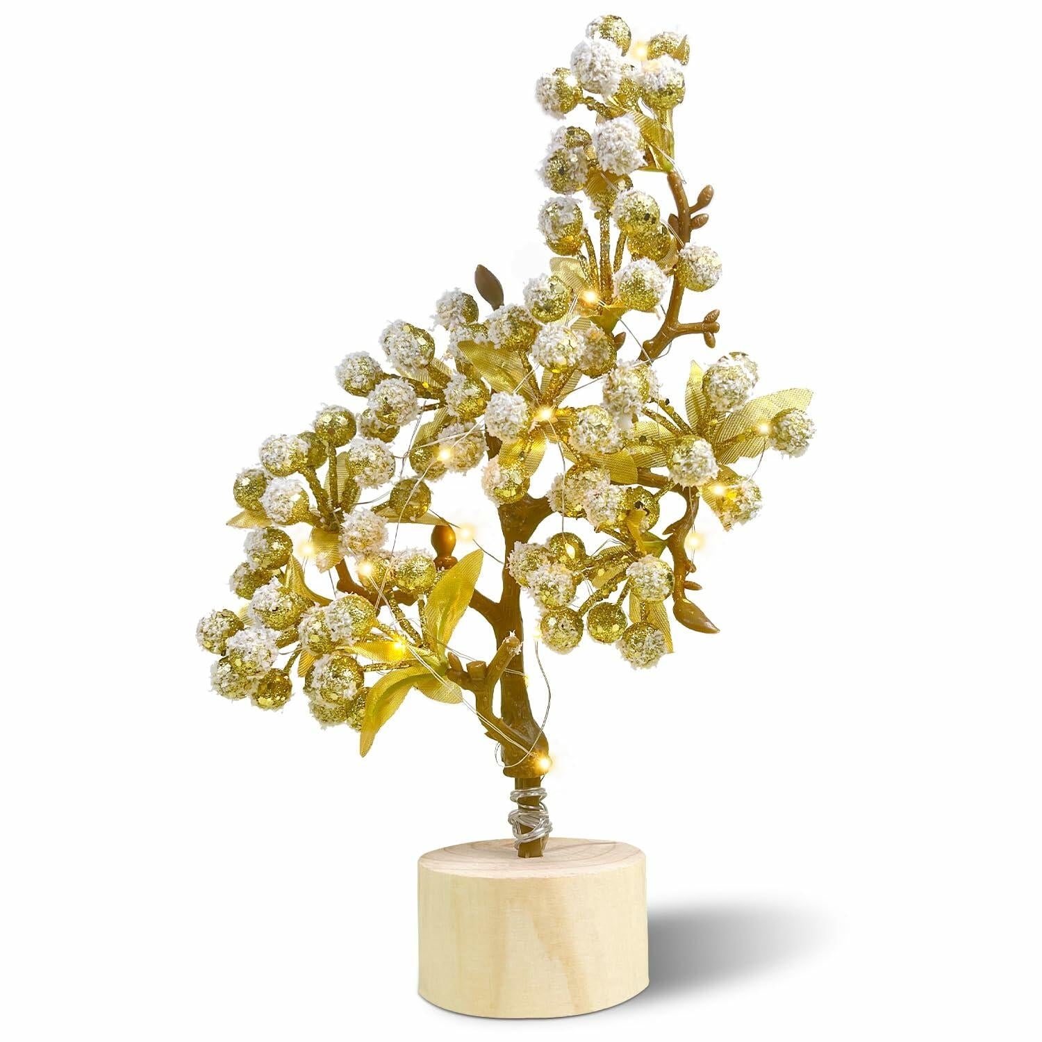 COTOSEY 12" Mini Christmas Red Berries Tree with Light Red Xmas Decor