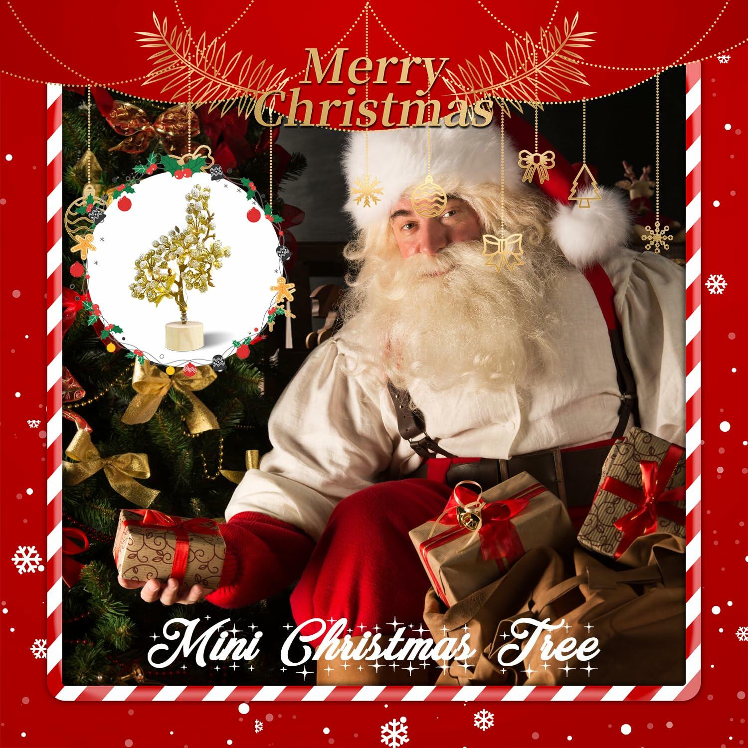 COTOSEY 12" Mini Christmas Red Berries Tree with Light Red Xmas Decor