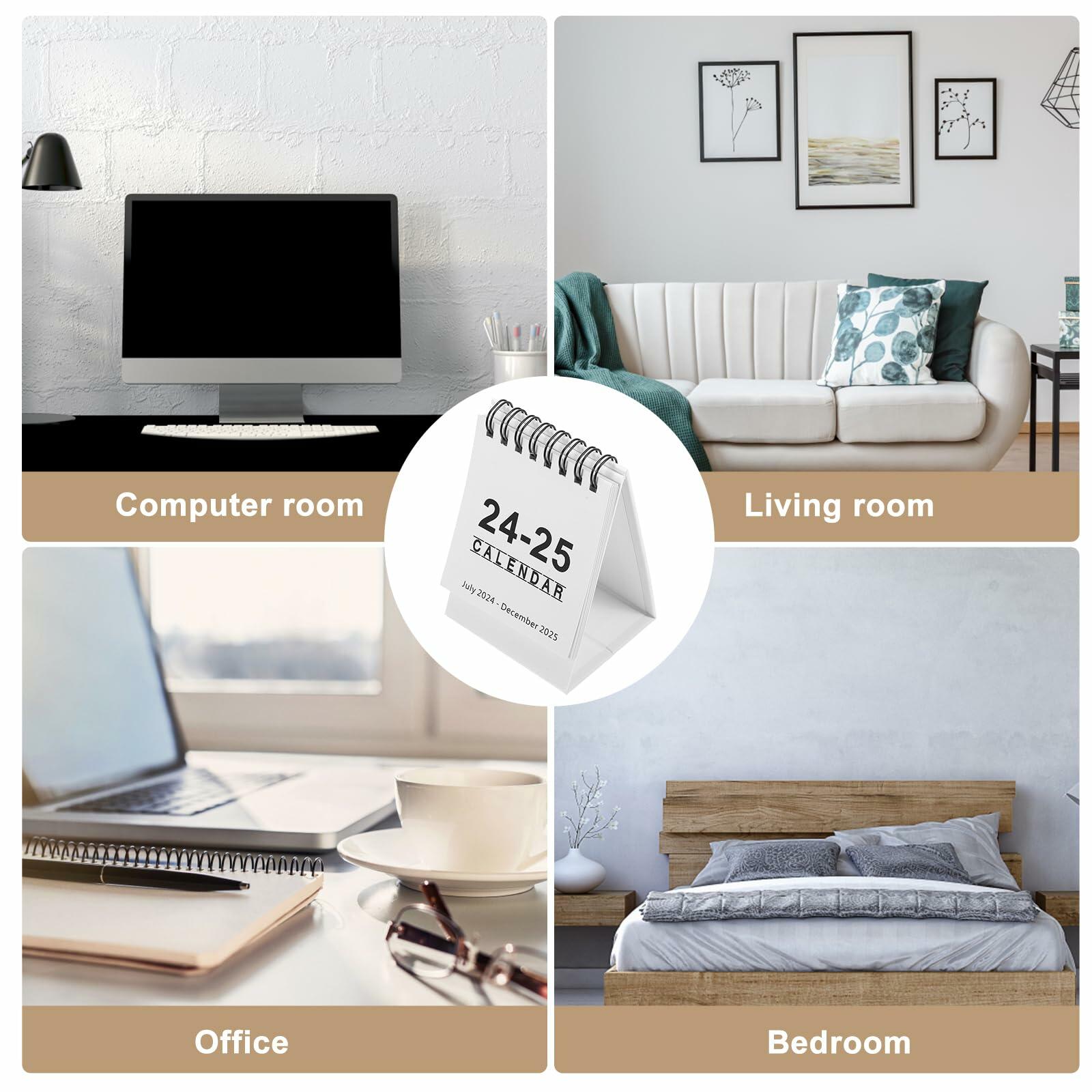 Light House Mini Desk Calendar 2024-2025 White July 2024-Dec 2025