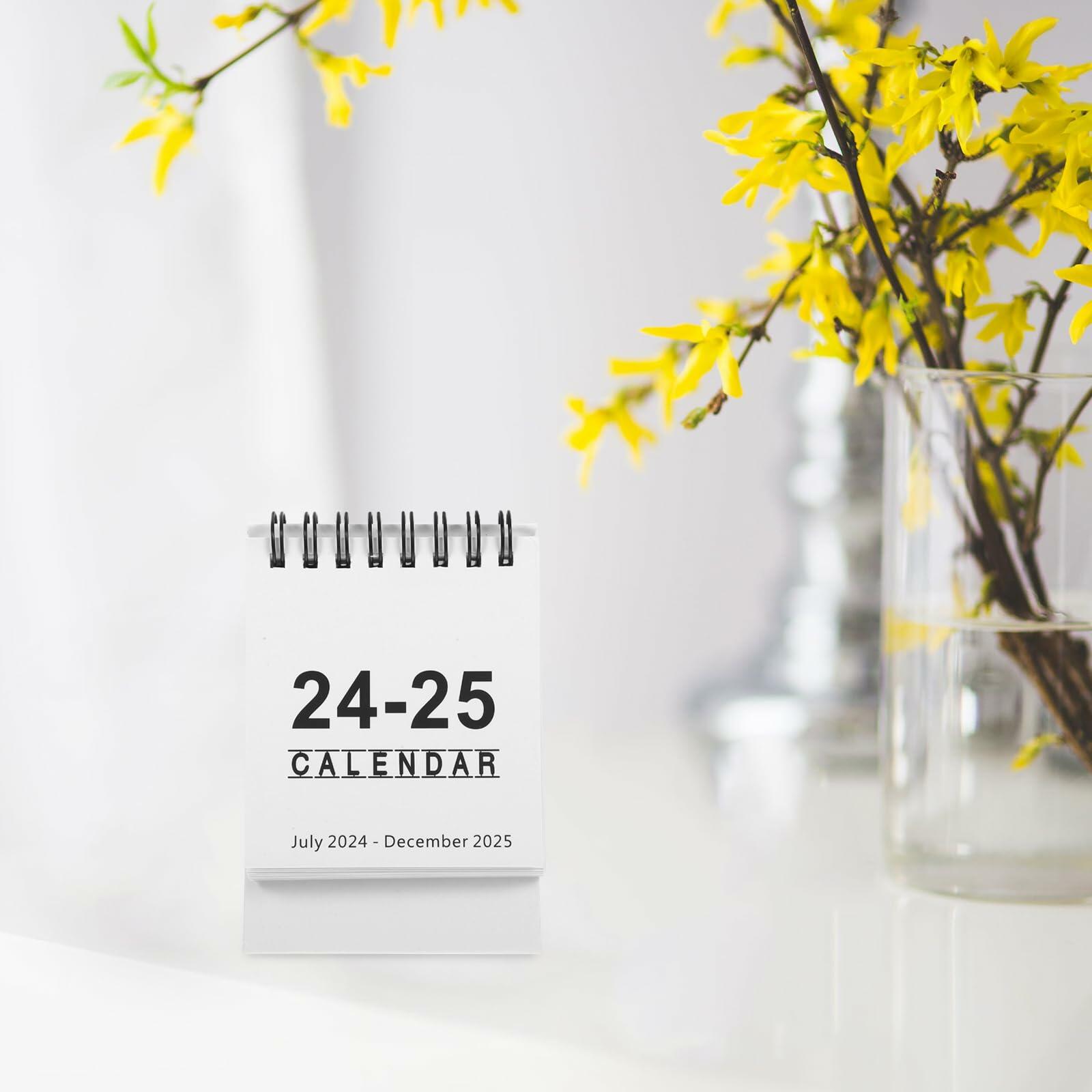 Light House Mini Desk Calendar 2024-2025 White July 2024-Dec 2025