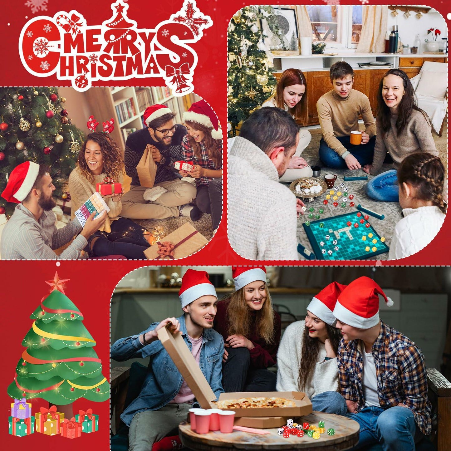 [Like New] Shappy Christmas Party Dice Game Set 4 Sets 4 Colored Dice Storage Box 4 Players