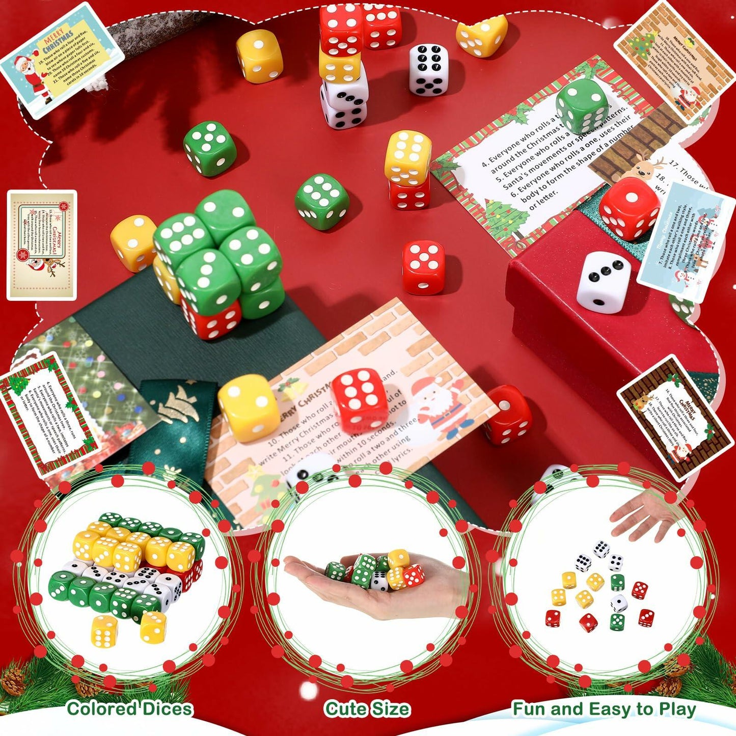 [Like New] Shappy Christmas Party Dice Game Set 4 Sets 4 Colored Dice Storage Box 4 Players