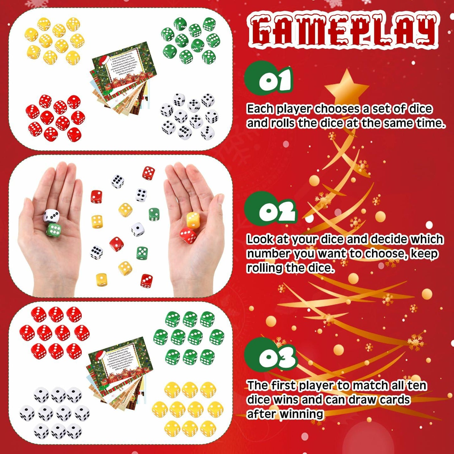 [Like New] Shappy Christmas Party Dice Game Set 4 Sets 4 Colored Dice Storage Box 4 Players