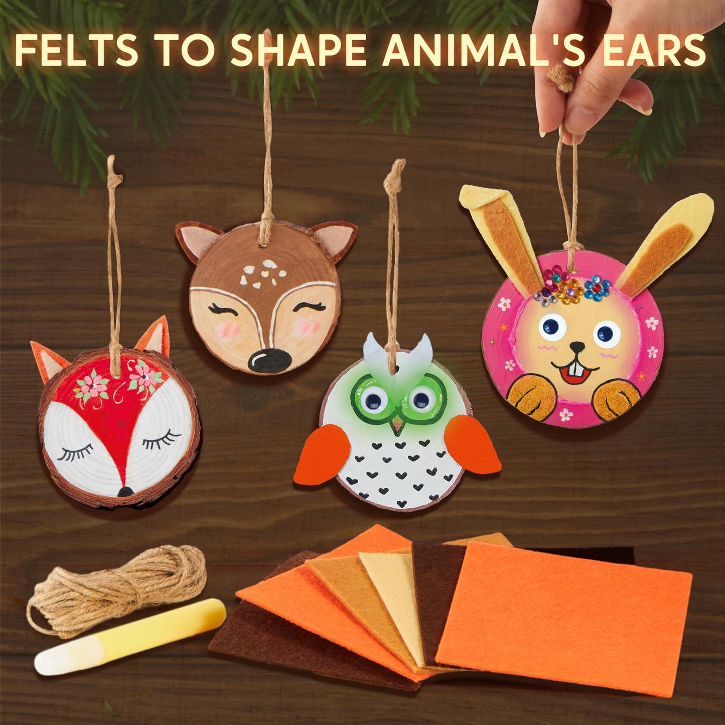 [Like_new] Klever Kits Wooden Painting Craft Kit Glow in Dark Wood Slices Kids Ages 6-12