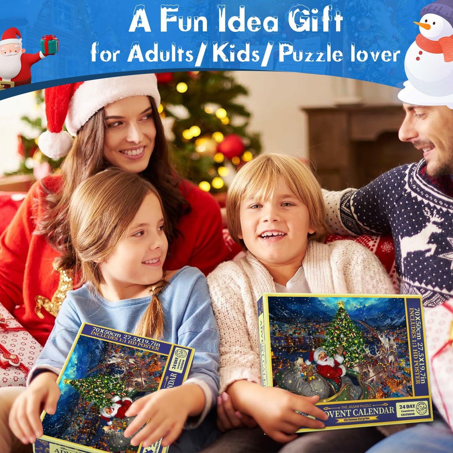 Puzzle Advent Calendar 2024 1008 Pc Glow in Dark 27.6x19.7 Inches Xmas