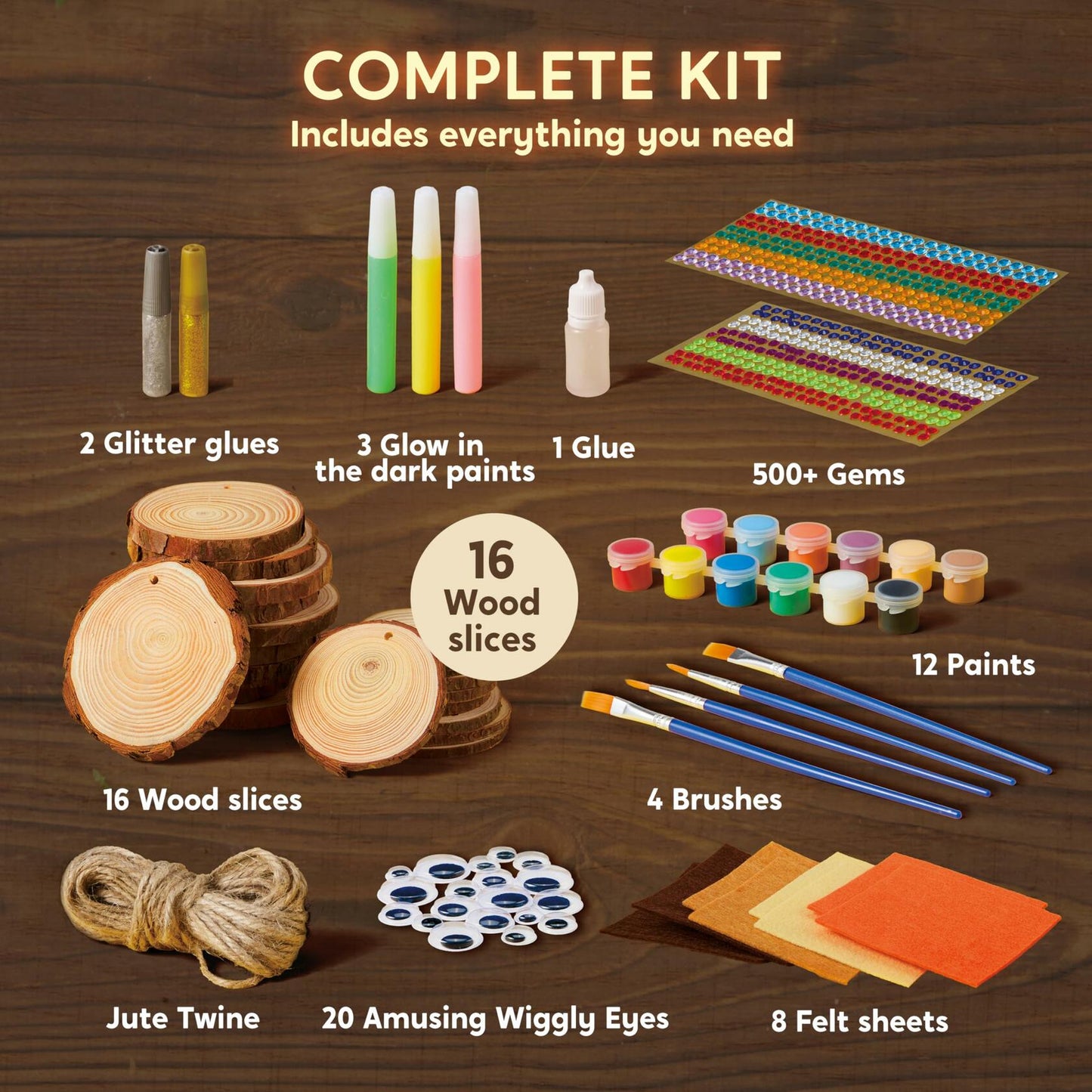 [Like_new] Klever Kits Wooden Painting Craft Kit Glow in The Dark Wood Slices Kids
