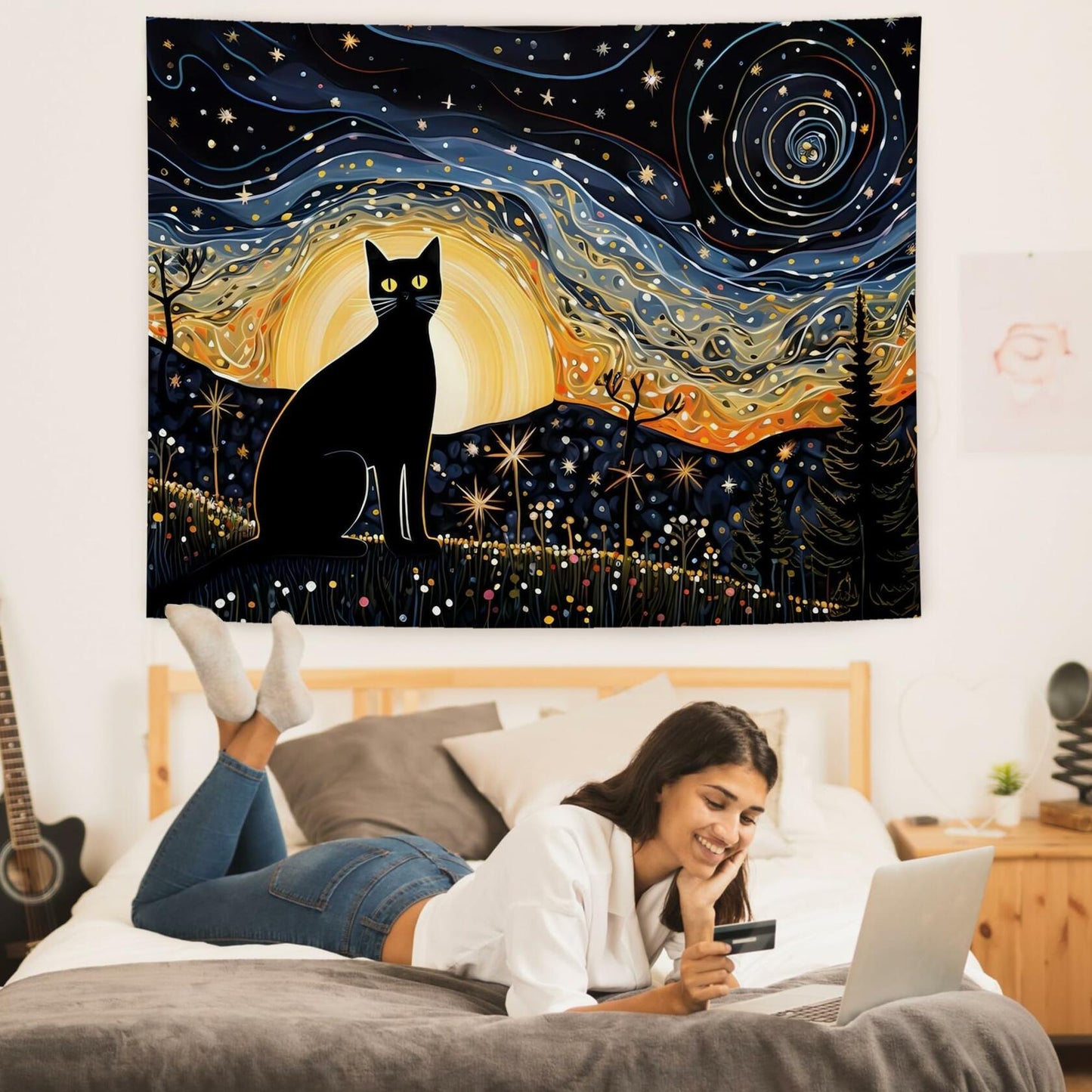 LUVADIAN Elephant Nursery Tapestry Wall Hanging Blue 50x60 Inches