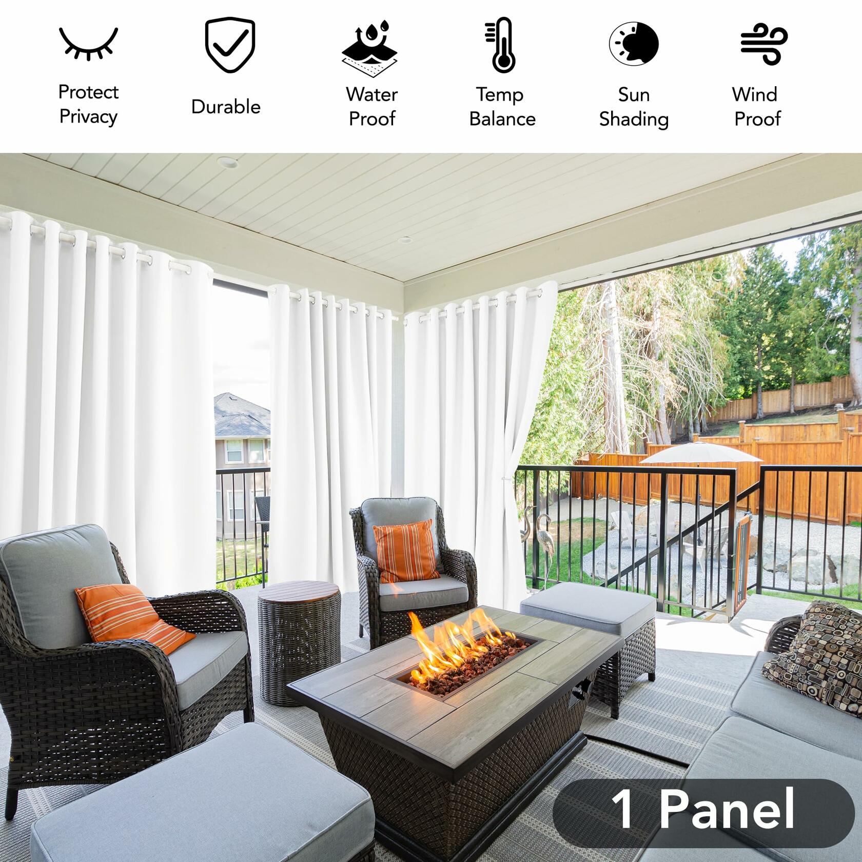 Deconovo Solid Grommet Waterproof Outdoor Curtains Patio 105x96 Green