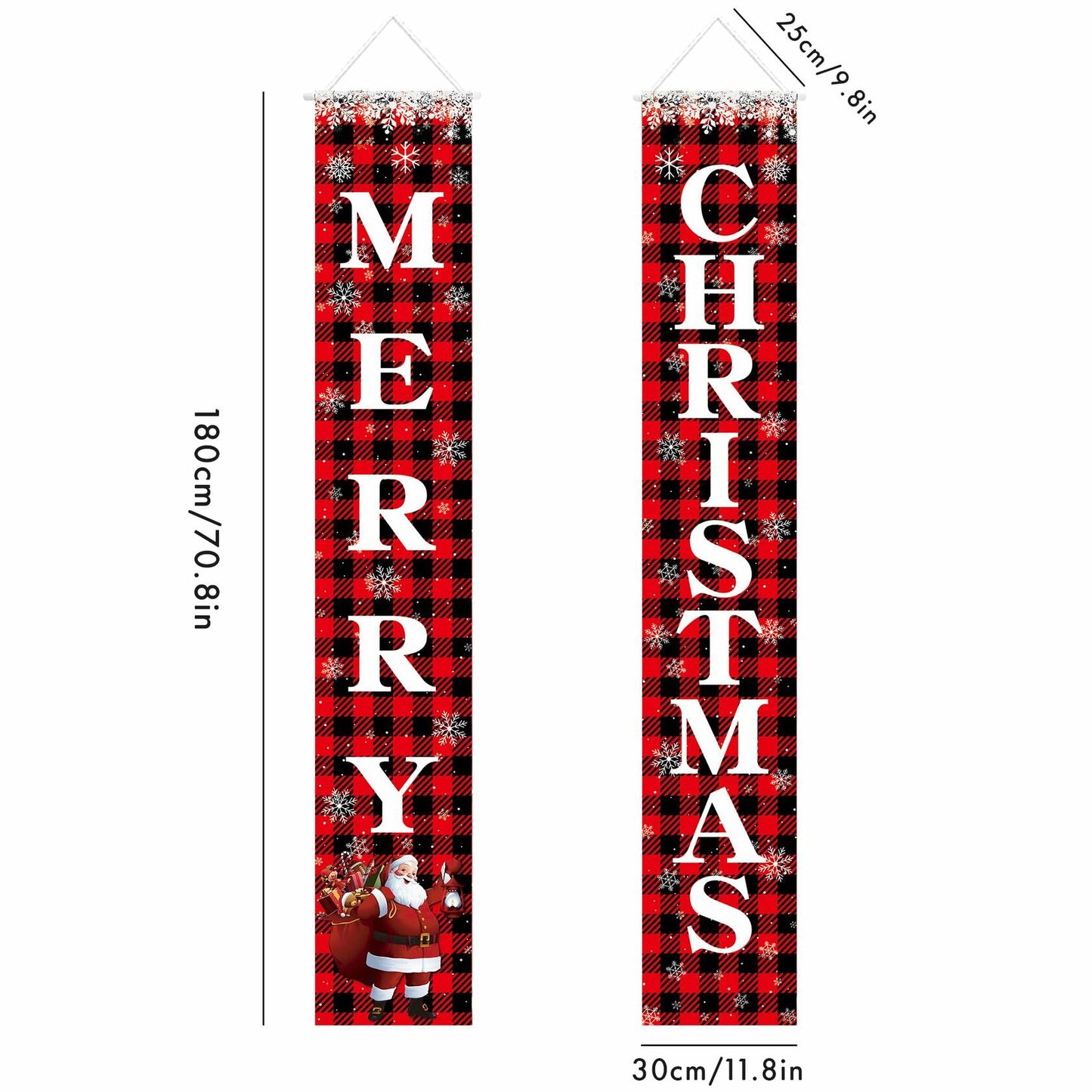 Leuceiy Christmas Banner Santa Snow Outdoor Yard Porch Sign Decoration