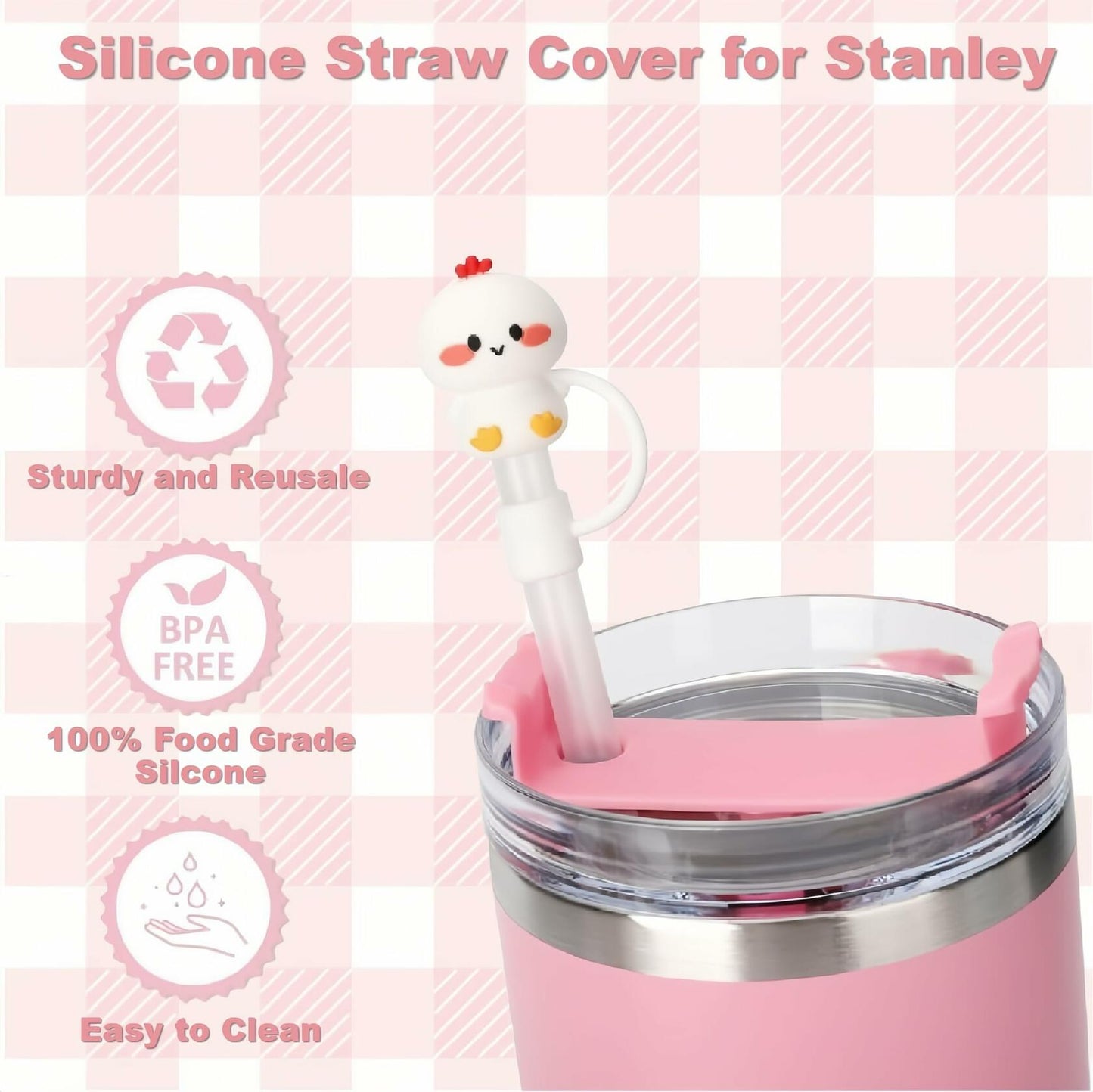 IN Chenthy 8 Pcs Silicone Animal Straw Topper for Stanley 30&40 Oz Tumbler