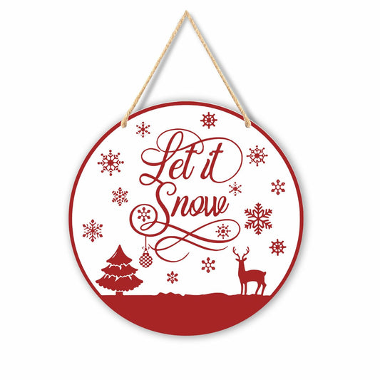 Absnfatu Let It Snow Christmas Wood Door Sign Hanging Decor