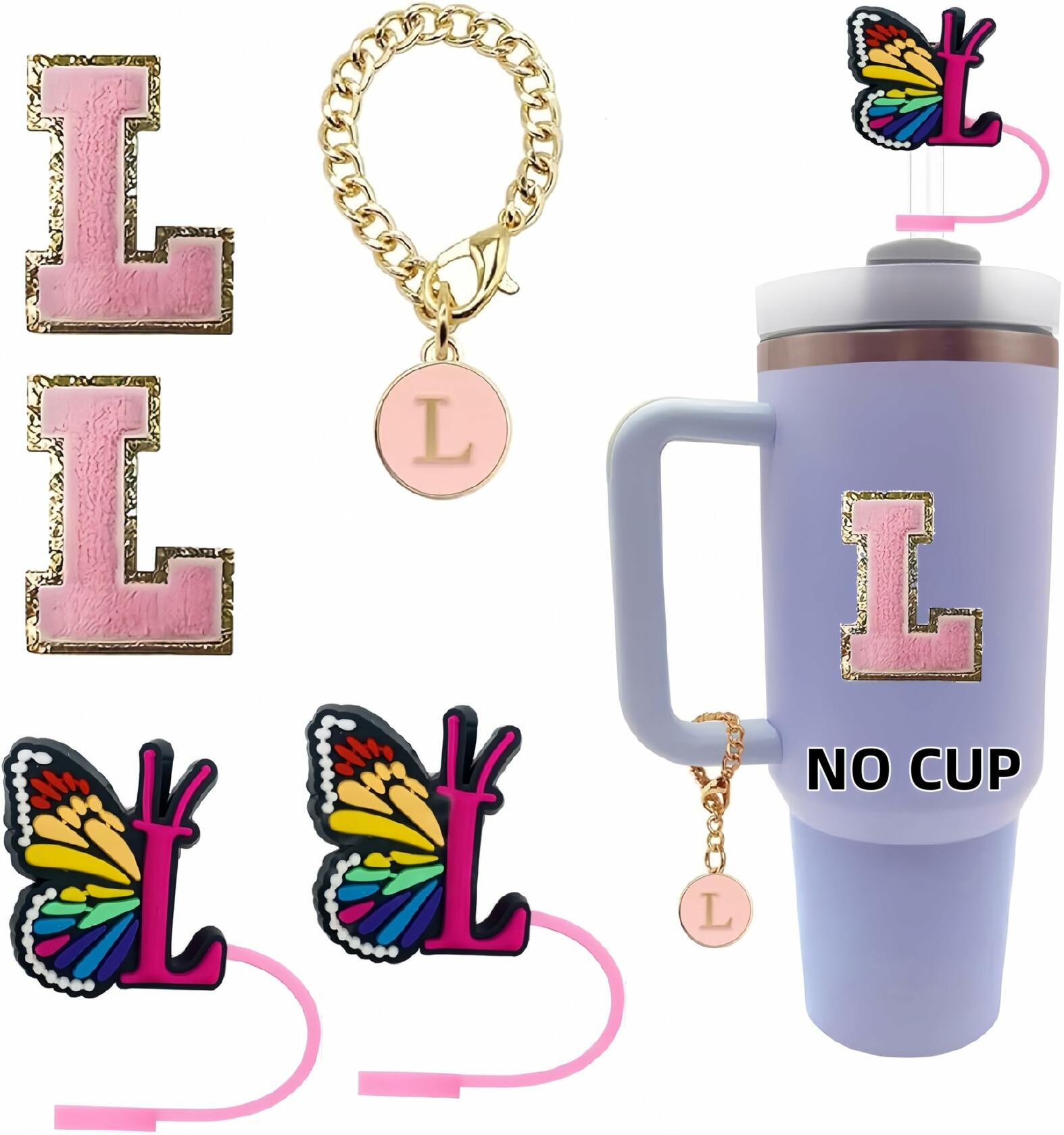 Stanley Straw Covers Chenthy 2pcs Topper 1pc Alphabet Charm 2pcs Stickers L