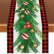 Rvsticty Linen Green Christmas Table Runner 13x36" Winter Xmas Decor
