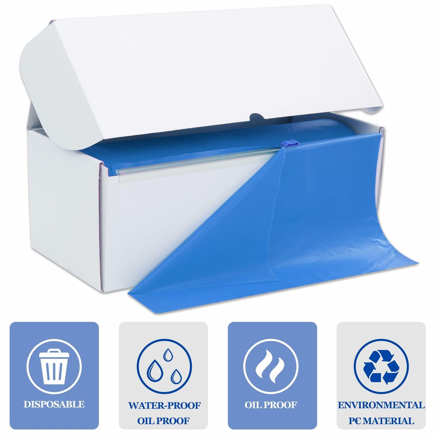 WDF Disposable Plastic Tablecloth Roll 54in x 300ft Blue with Slide Cutter