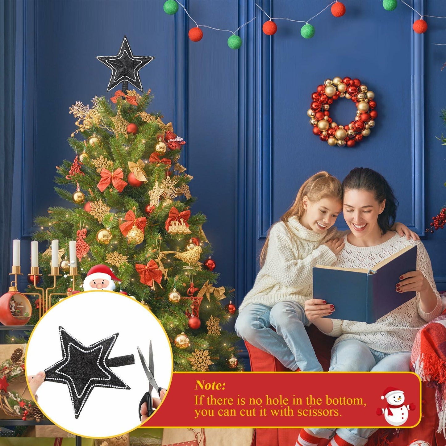 [Like_new] Hollowfly Mini Star Christmas Tree Topper Pearl Black 8 Inch