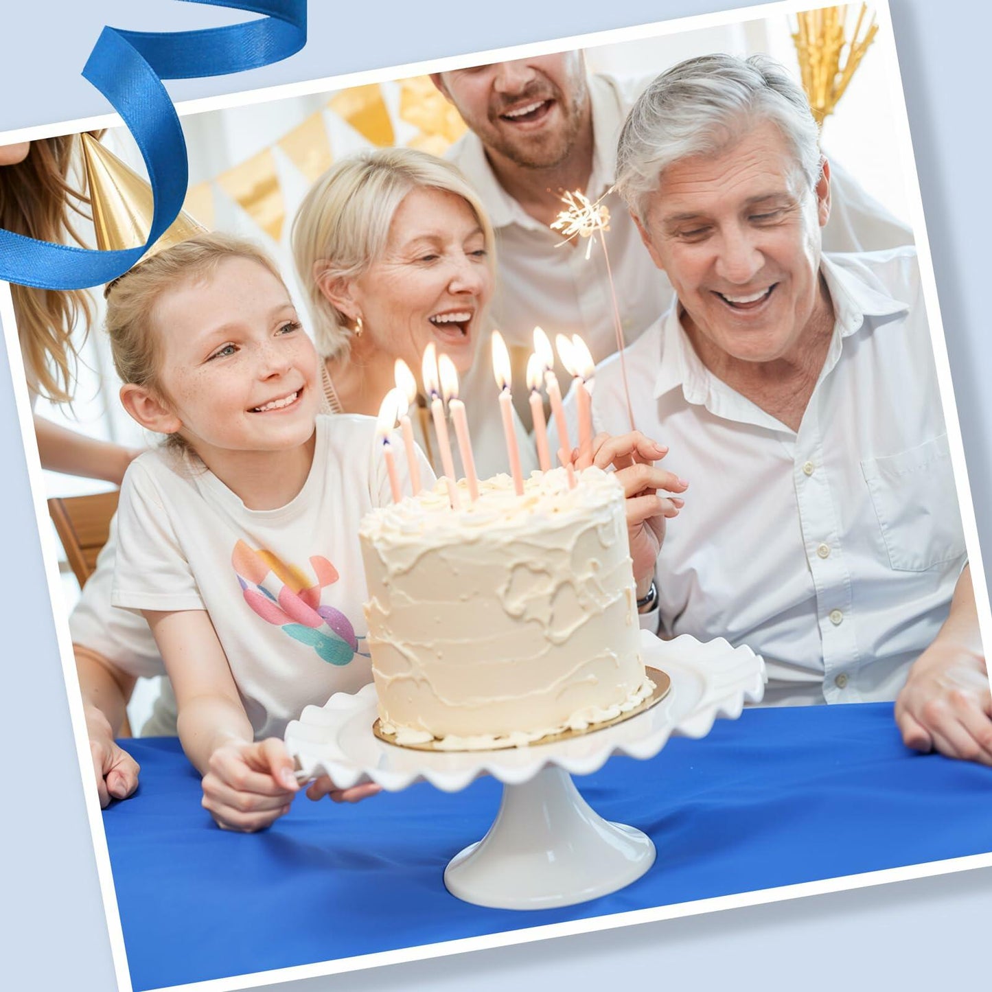 WDF Disposable Plastic Tablecloth Roll 54in x 300ft Blue with Slide Cutter