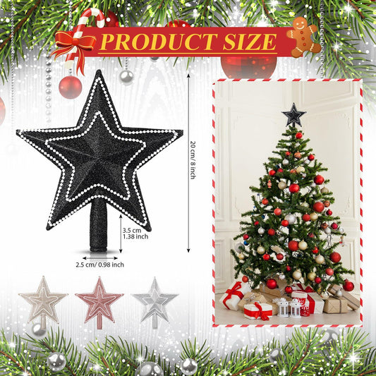 [Like_new] Hollowfly Mini Star Christmas Tree Topper Pearl Black 8 Inch
