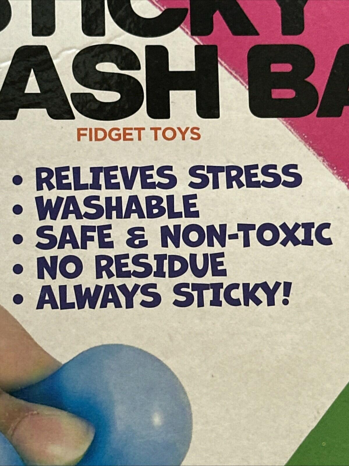 Toy Planet Fidget Stem Sticky Squash Balls Multi-Color Rubber Washable