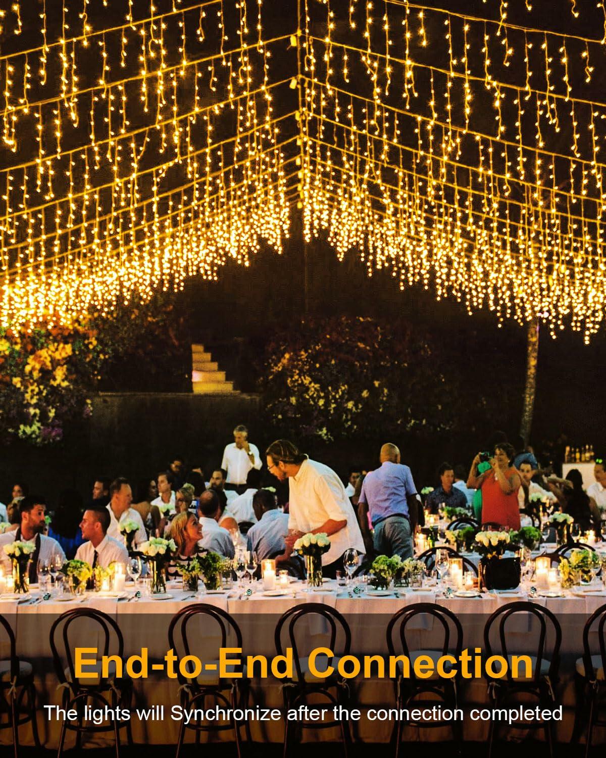 JIXXULVU 2 Pack 53FT 486 LED Outdoor Waterproof Timer Warm White