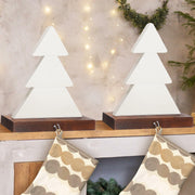 [Like_new] Beeveer Christmas Tree Stocking Holder White Wooden Mantle Hanger 9.8 Inch 2 Pc