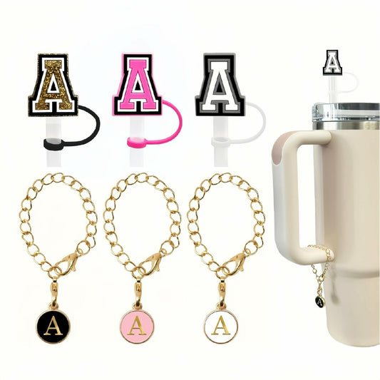 IN Chenthy 3pcs Letter Straw Covers + 3pcs Initial Charms for Stanley 30/40oz