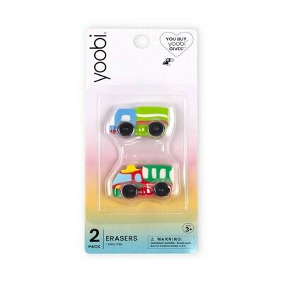 Yoobi 2pk 3D Trucks Erasers School Supplies Latex Smudge Free
