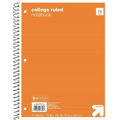 up&up™ Spiral Notebook 1 Subject College Ruled 70 Pages 7.5x10.5 Orange