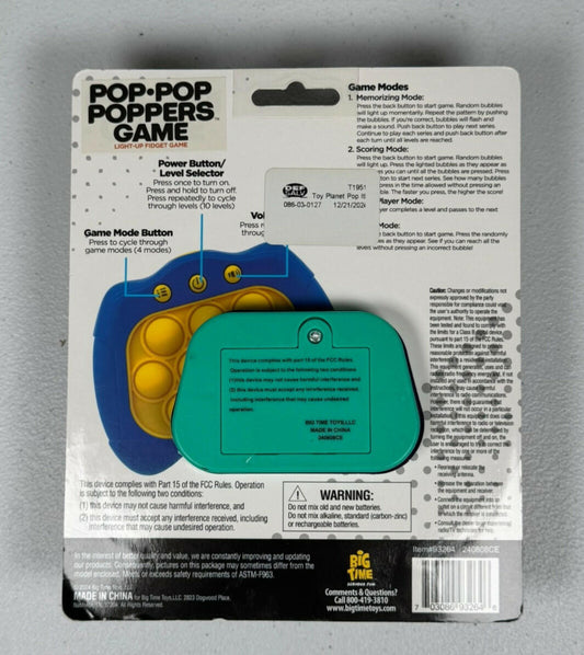 Toy Plane Pop It Light-Up Sensory Fidget Game Blue Green