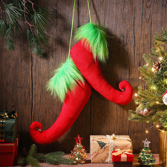 Suhine Christmas Elf Boots Hanging Decor Red 13 Inch