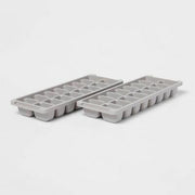Room Essentials 2pk Plastic Ice Tray Gray 16 Cavities Dishwasher Safe