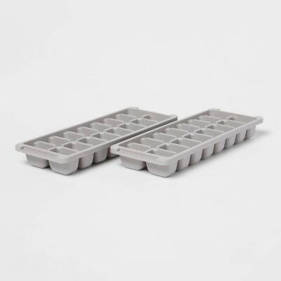 Room Essentials 2pk Plastic Ice Tray Gray 16 Cavities Dishwasher Safe